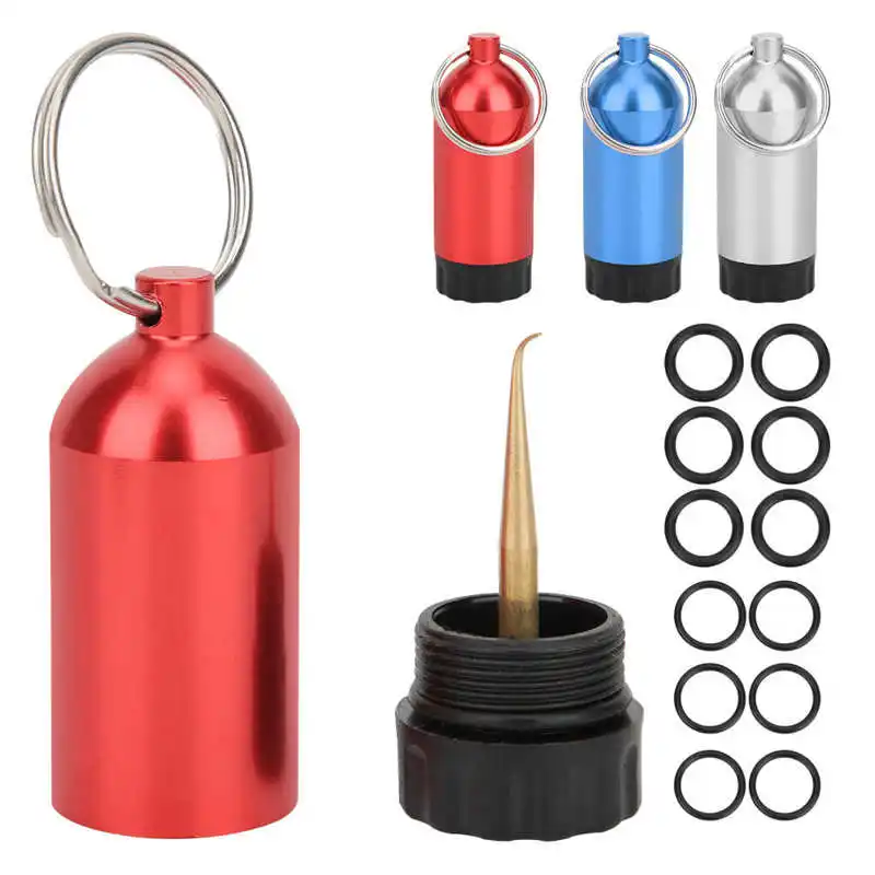 Mini cilindro de buceo de aluminio, botella de almacenamiento, tanque de buceo con 12 piezas O anillos, válvula cilíndrica de buceo