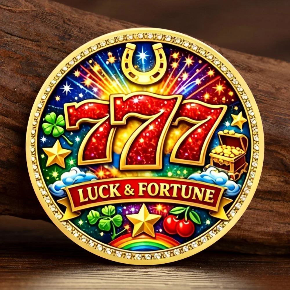 777 Luck & Fortune Challenge Coin Good Luck Always Gold Plated Commemorative Coin Lucky Amulet Souvenir Gift