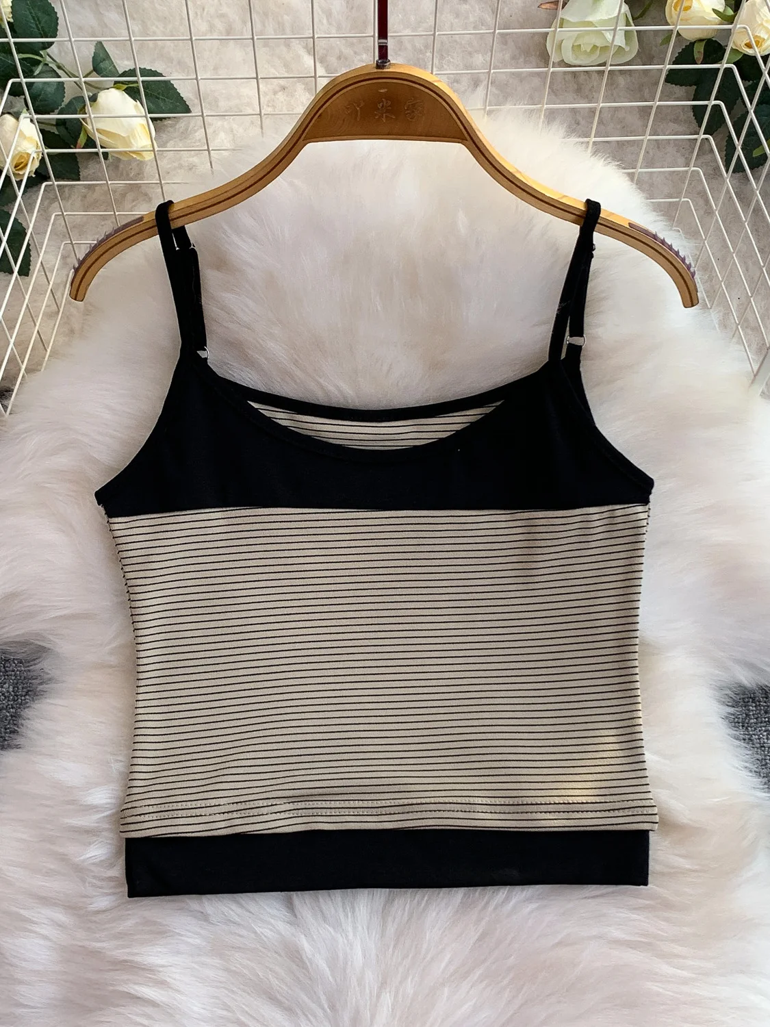 Zoet en pittig meisje kleur Blo gestreepte tanktop en hoge taille broek met rechte pijpen Casual afslankende zomer tweedelige set