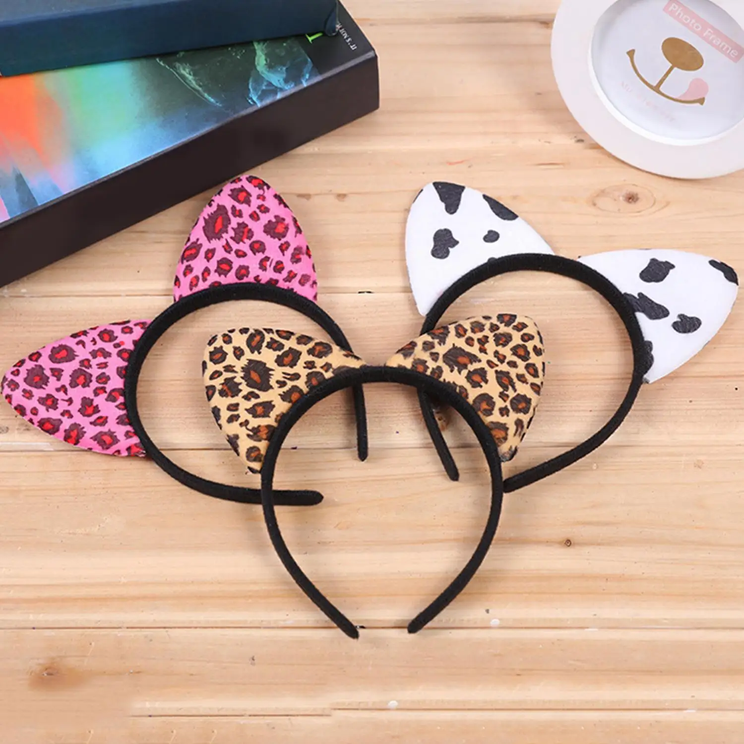 

Plush Cat Ears Headband Vintage Leopard Print Hair Hoops Cute Festival Accessories Fashion Headpiece Decoration Hair Hoop