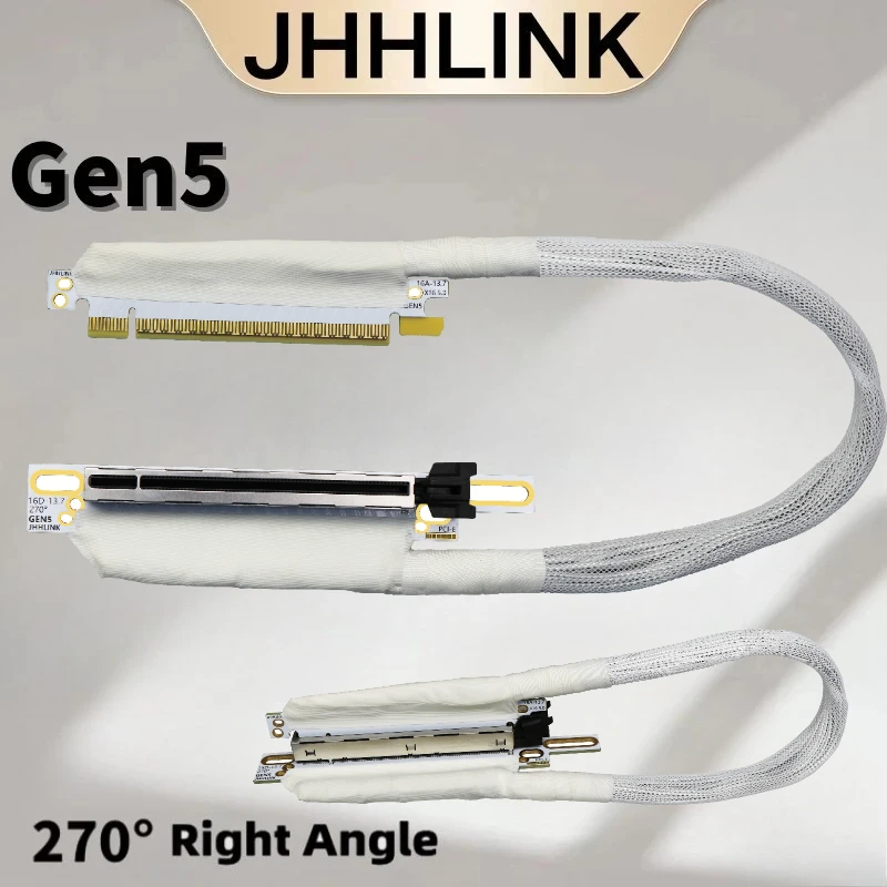 

White PCIe 5.0 x16 Riser Cable PCI-E Gen5 Super Speed Bending Lossless GPU Server Extender Expansion for AI Server Graphics Card