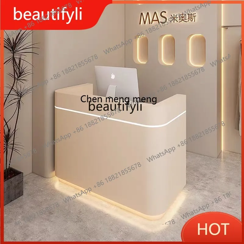 

G8578 Cream Style Cashier Counter Clothing Store Bar Paint Beauty Salon Reception Desk