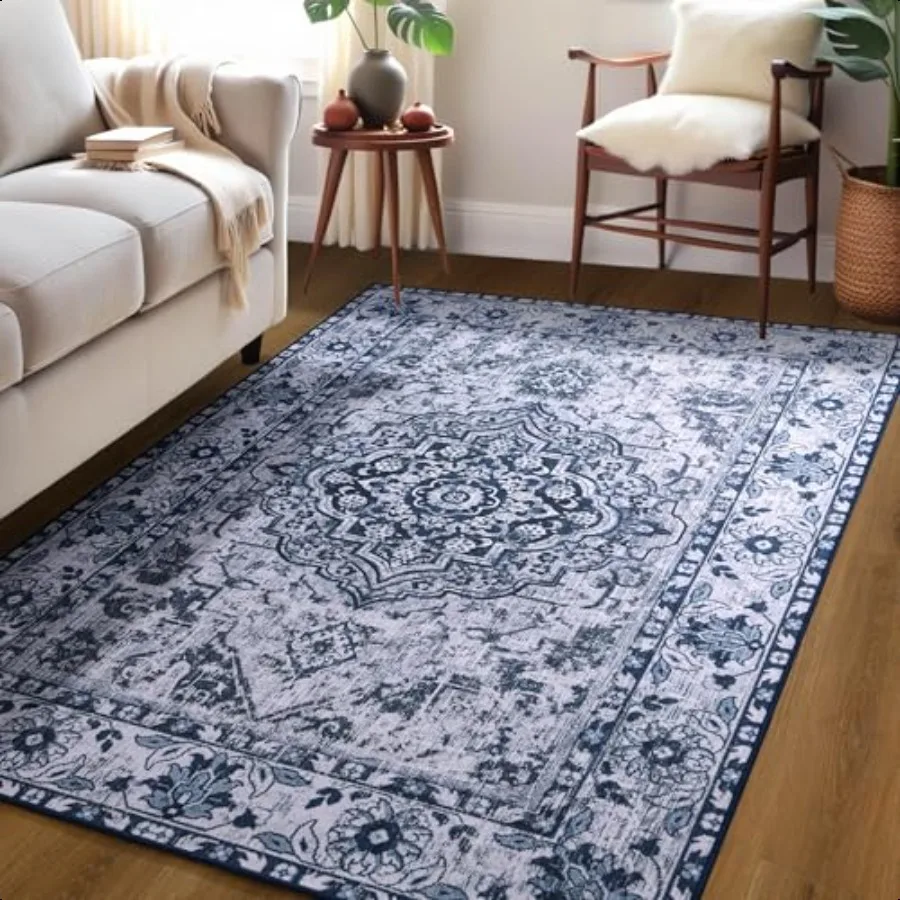 

Area Rug for Living Room 3x5 hine Washable Boho Rug for Bedroom Low Pile Lightweight Thin Rugs Floral Distr Print Pattern Carp