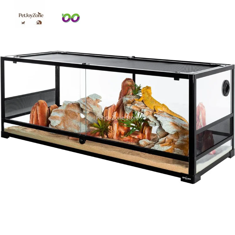 

PetJoyZone OEM Logo 50 Gallon 36''x18''x18'' Flat Packed Double Hinge Door Glass Reptile Terrarium Tank With Screen Ventilation