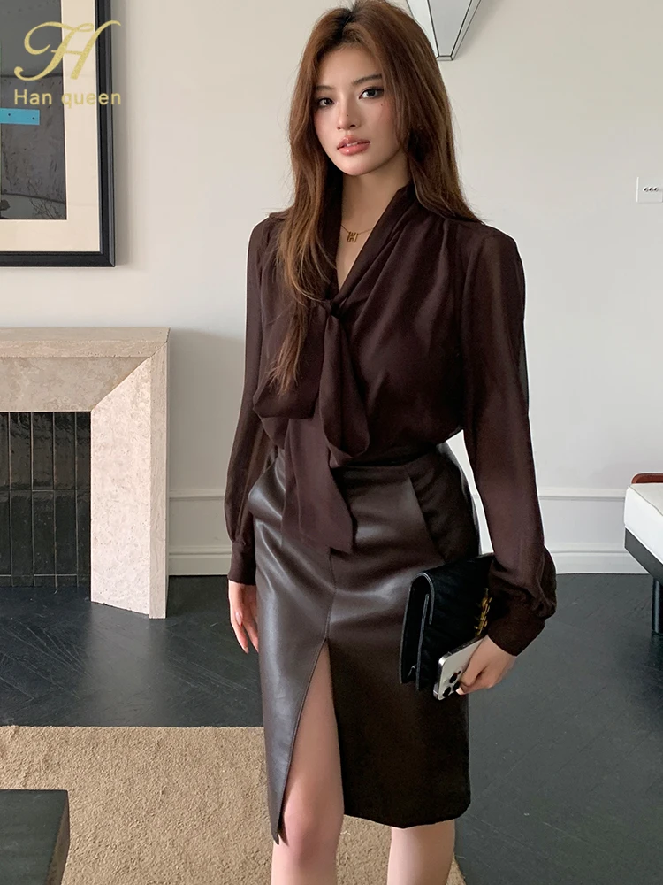 المرأة بلوزة خمر القوس أنيقة فضفاضة المرأة قمصان رسمية العمل بلايز عادية بلوزة شيفون قميص وصول جديد