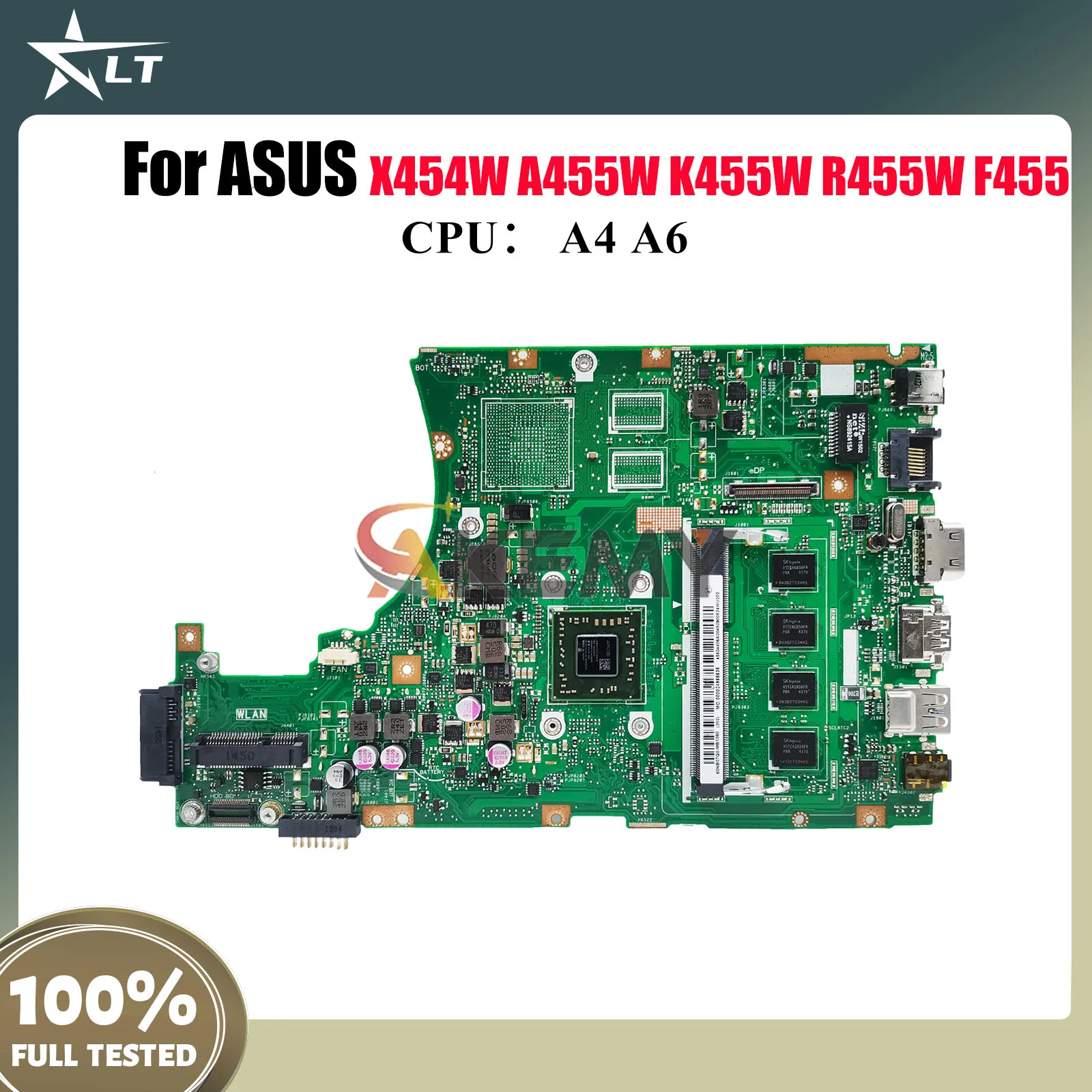 

X455WA Laptop Motherboard For ASUS VivoBook A455W X454W X455WE R455W X455W X455WA F455W K455W Mainboard With A4 A6 CPU tests OK