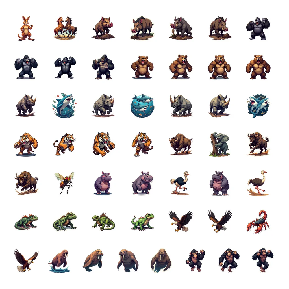 50 قطعة الفيل الكركدن النمر الاطفال القرطاسية ملصقات الكرتون مزيج الحيوانات الكتابة على الجدران ملصق المعلم مكافأة ملصقات الشارات لوازم