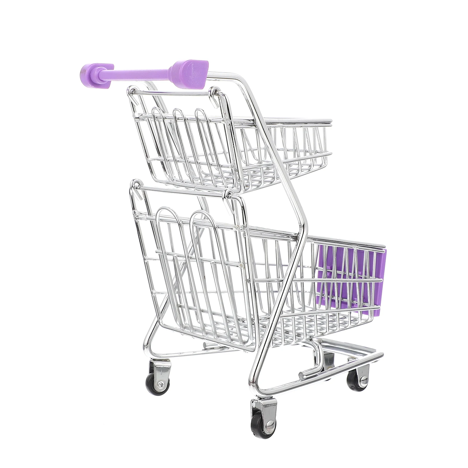 

Tiny Mini Shopping Cart Toy Miniature for Toys Desktop Purple Kids Metal Toddler