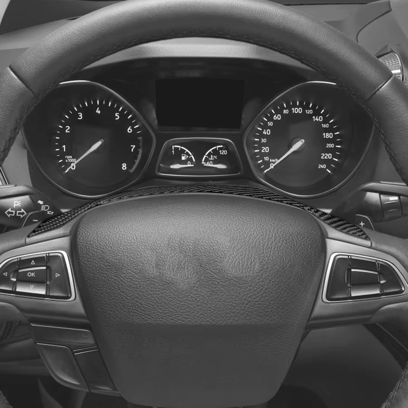 For Ford Escape 2017 2018 2019 Soft Real Carbon Fiber Steering Wheel Cover Trim 1PC Sporty Style Car Styling Sticker