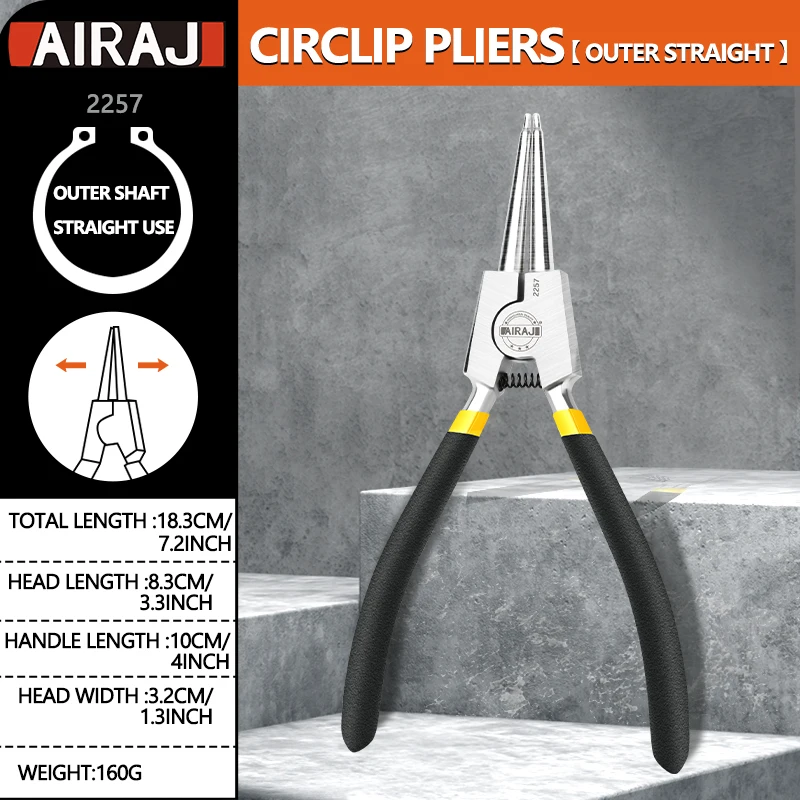 AIRAJ 7-In Circlip Pliers Needle nose Pliers Retaining Ring Pliers for Removing Installing Puller Locking Rings Shafts Hand Tool