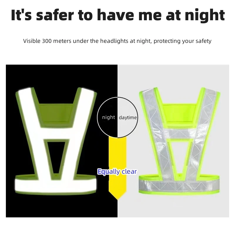 Alta visibilidade impermeável Vest Belt para corrida noturna e ciclismo, luz de segurança, em forma de V, condução, segurança rodoviária