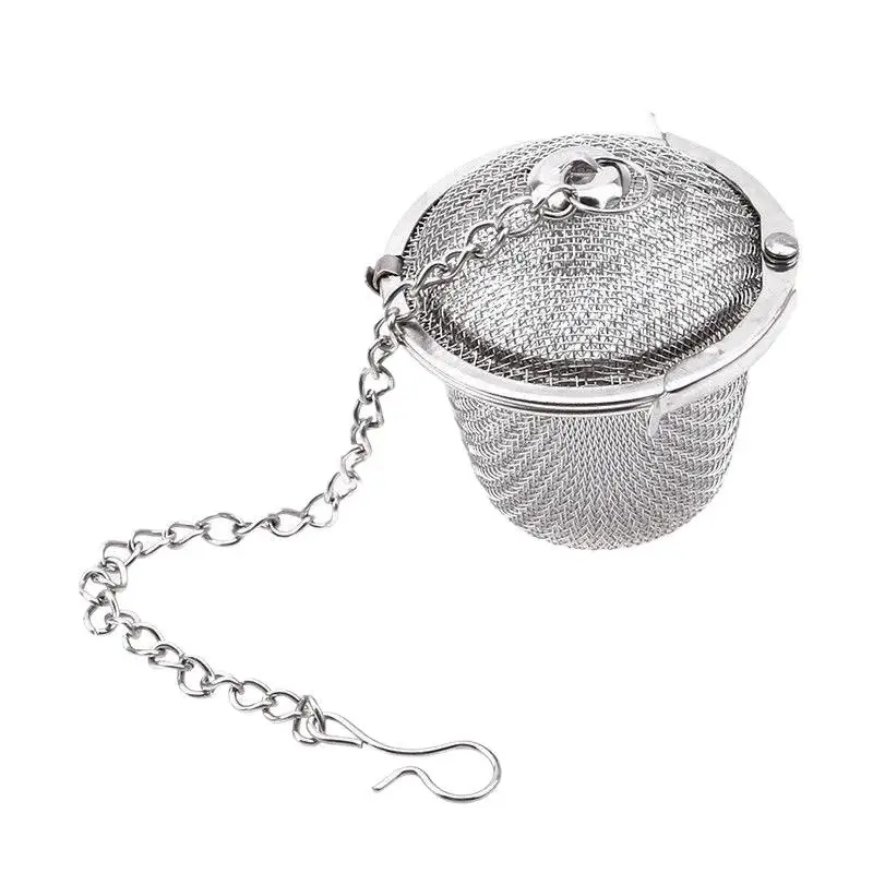 Stainless Steel Teakettle Locking Tea Filter Tea Spice Strainer Seasoning Ball Mesh Herbal Ball