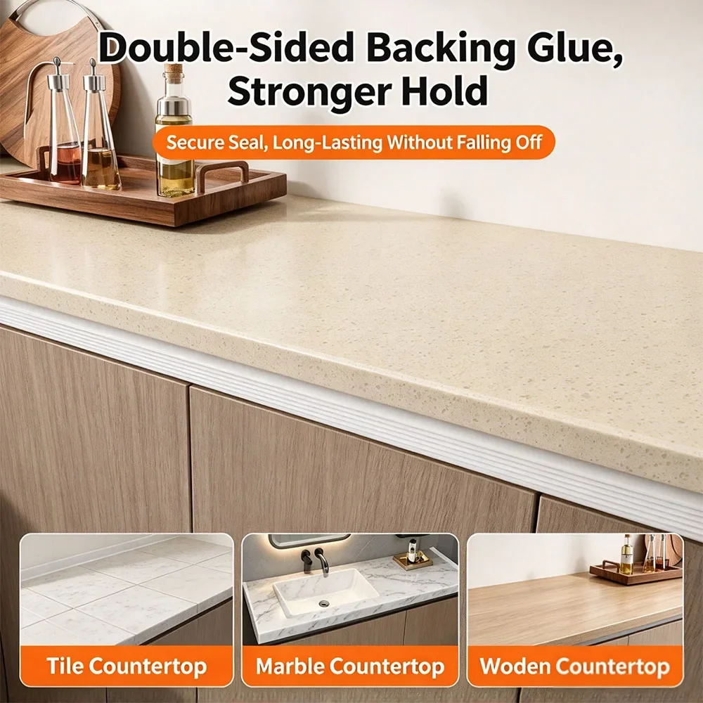 New Self Adhesive Silicone Water Stop Dam Strip Waterproof Water Barrier Guard for Bathroom Shower Sink Counter Edge Sealing