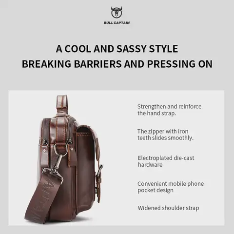 बुलकैप्टन नया असली लेदर पुरुषों का क्रॉसबॉडी बैग, पुरुषों का ब्रीफ़केस मैसेंजर बैग, कैज़ुअल बिज़नेस ब्रीफ़केस स्टाइल पुरुषों का शोल्डर बैग 8 best sales चमड़े का आदमी का बैग - №3