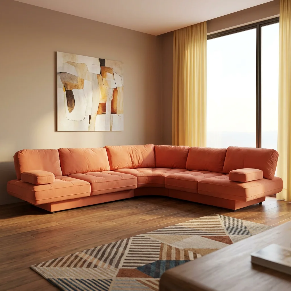 &Modern Velvet Fabric Modular Sectional Sofa Set with Soft Comfort Customizable Sofa and Cushions for Living Room