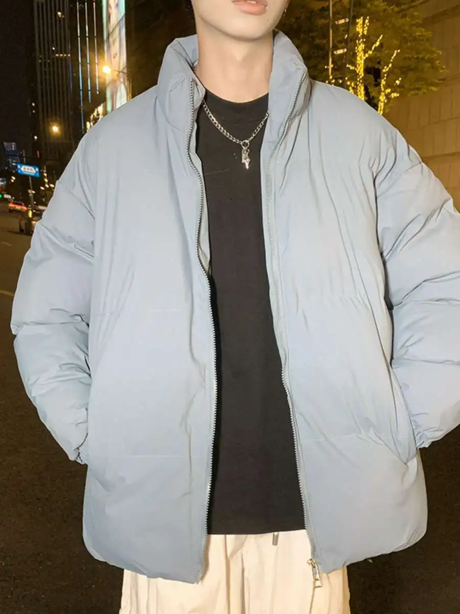 

Men's down Cotton Jaet Thi Warm Loose Winter Coat Non-Hooded Daily Wear Long Thin Button Front Sle by JinGe Brand