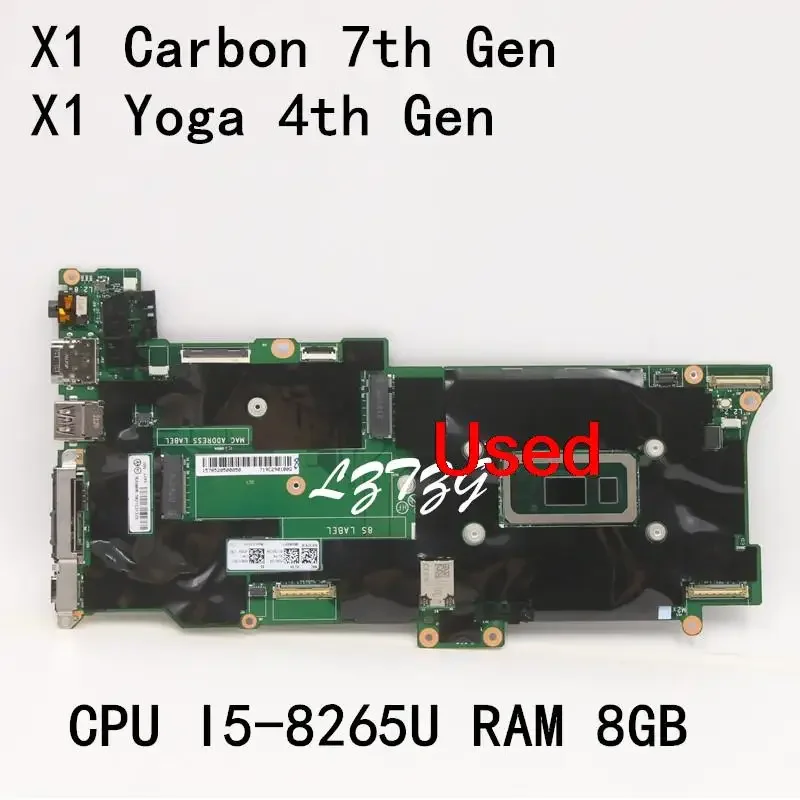 Used For Lenovo Thinkpad X1 Carbon 7th Gen/ X1 Yoga 4th Gen Laptop Motherboard I5-8265/8365 8G 01YU350 5B20X57787 5B21C21375