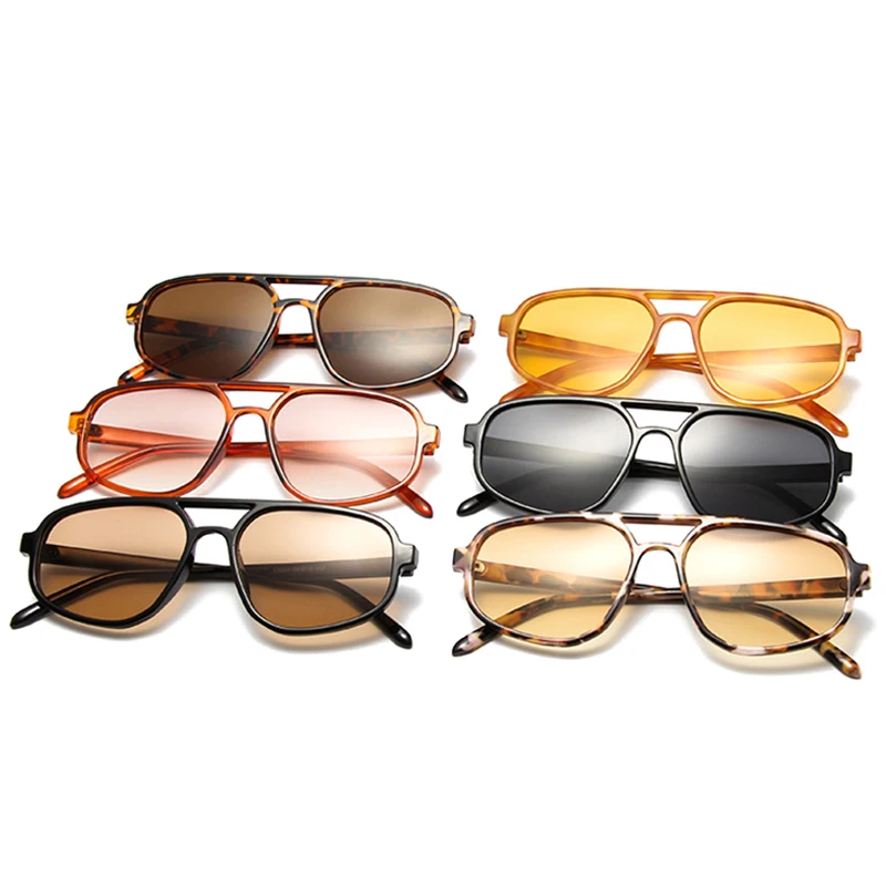 SO & EI Mode Doppel Brücken Cat Eye Sonnenbrille Frauen Retro Leopard Gradienten Shades UV400 Männer Trend Sonnenbrille