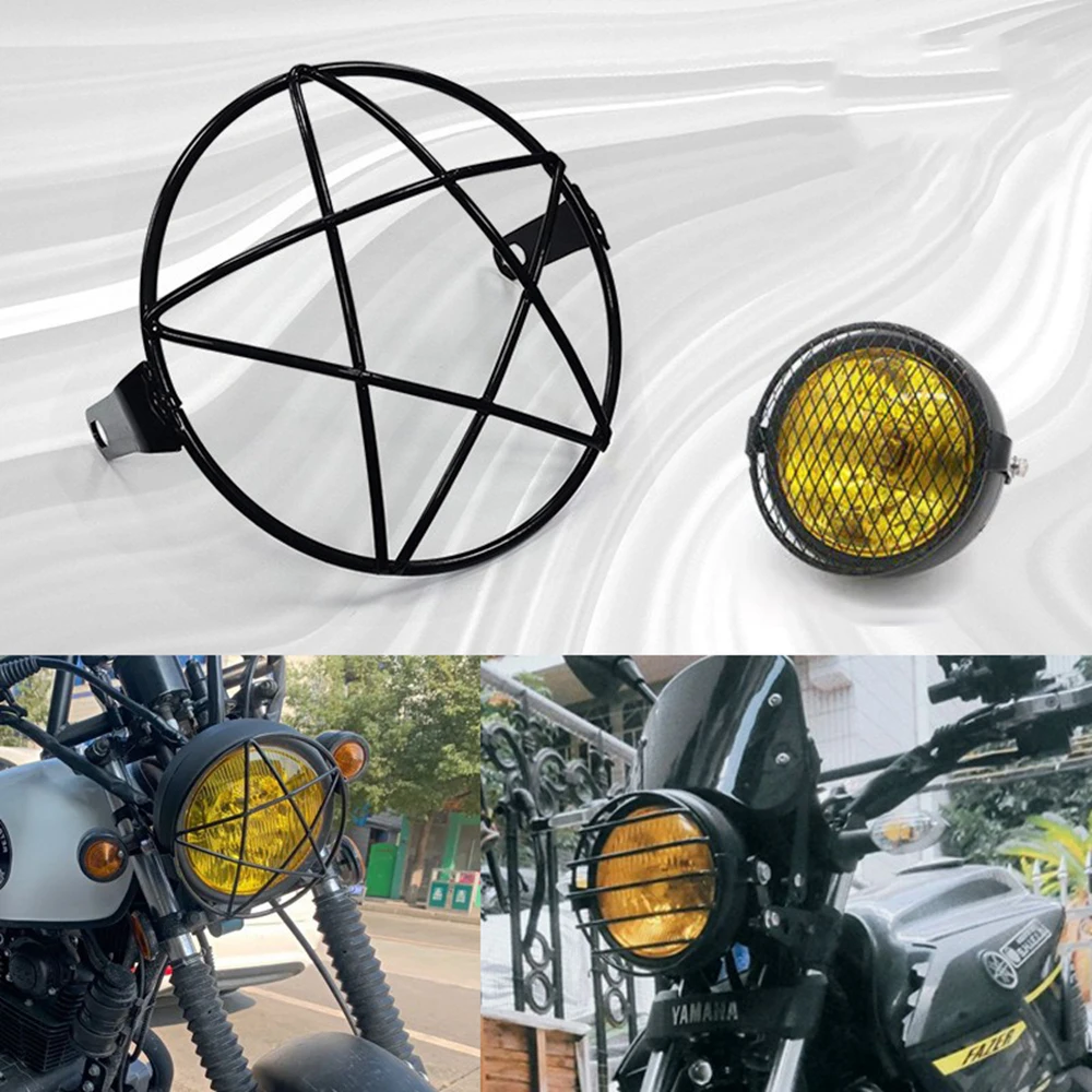 

6.5 " Motorcycle Universal Vintage Headlight Protector Retro Grill Light Lamp Cover For Harley Ducati Chopper Yamaha Cafe Racer