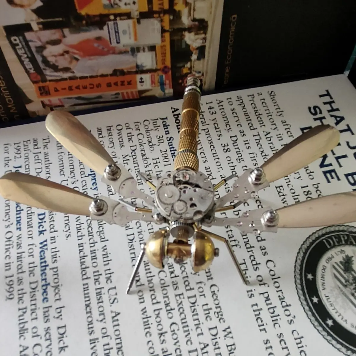 Mechanical insect fighting dragonfly metal model pure handmade crafts ornaments bookcase decoration  - Finished Product