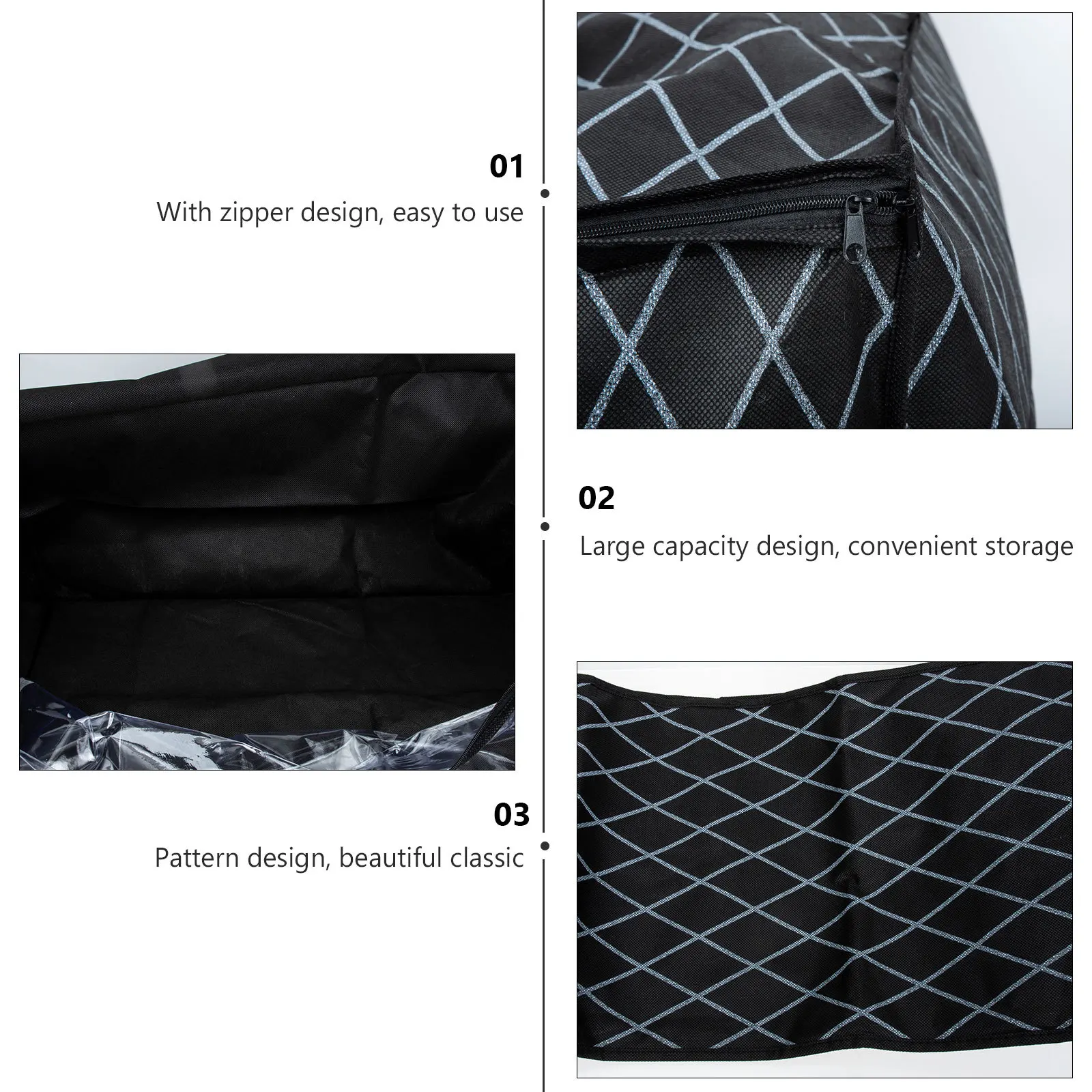 

Quilt Storage Bag With Clear Window Foldable Clothes Organizer For Home Dorm Non-Woven Cloth Storage Pouch Wardrobe