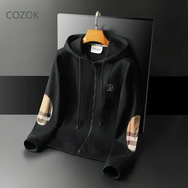 COZOK Men's Clothing Zip Up Hoodies Oversized 2024 Autumn and Winter New in Sweatshirts Mens Designer Clothes Luxury Men's Coat