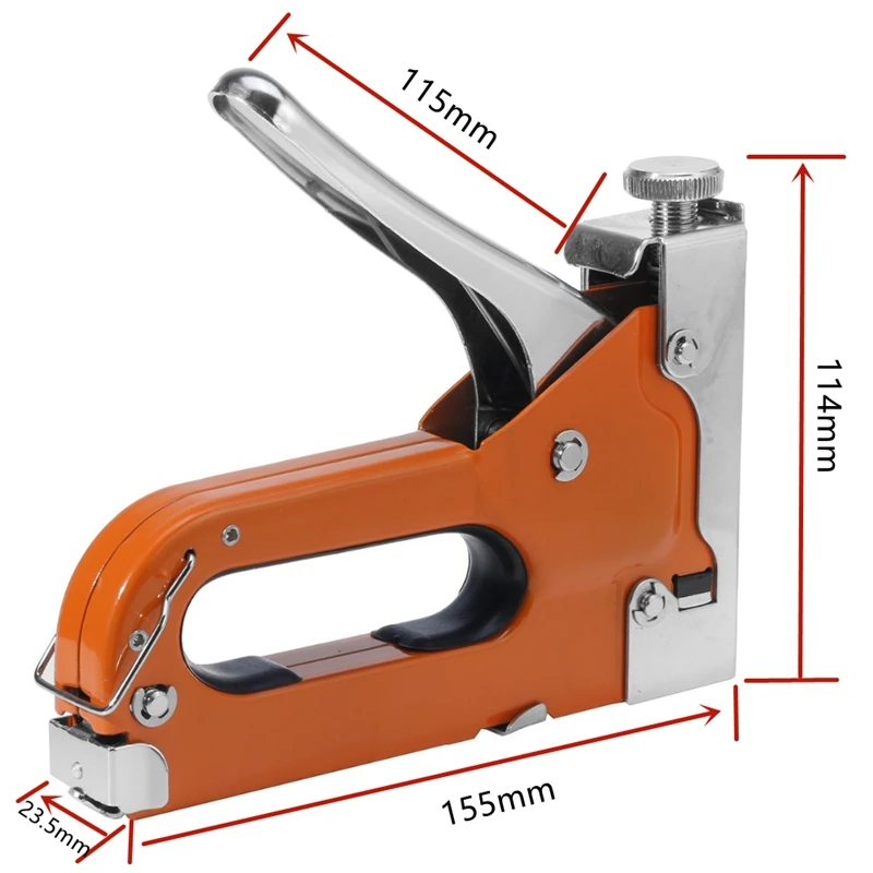 Grapadora para marco de muebles, herramienta de fijación manual, inoxidable, naranja, 80 grapas, 1 clavadora, 2 piezas