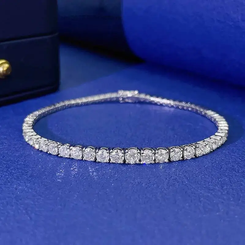 

S925 necklace Moissanite Luxeora Jewelry Bulk Gradient Size Lab Grown Diamond Tennis Bracelet Women 18K White Real Gold Brace