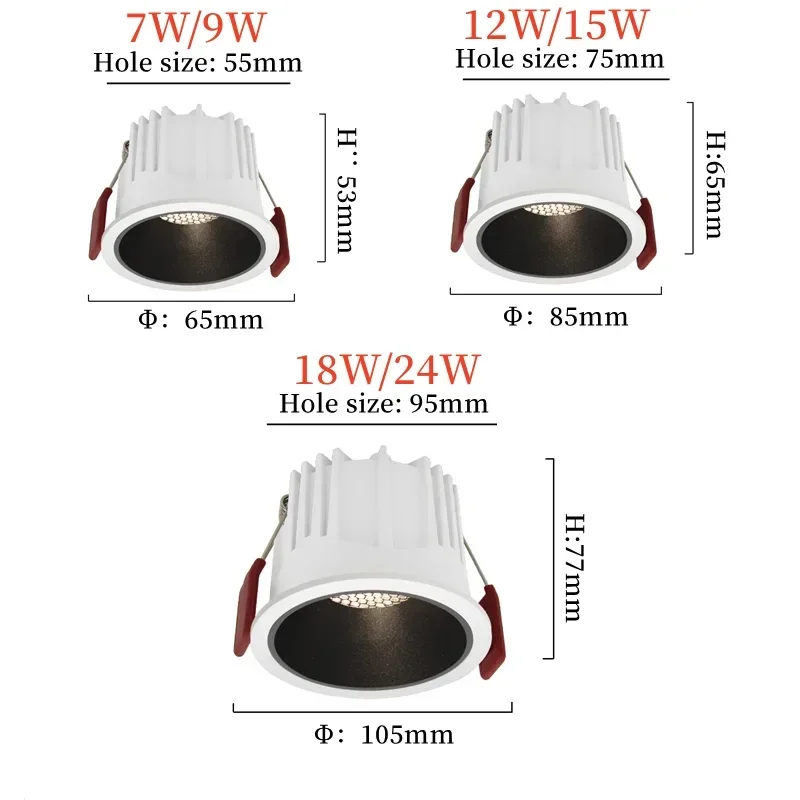 DALI Dimmable Narrow bezel COB Spotlights 7W 9W 12W 15W 18W 24W Recessed LED Downlight AC220V Ceiling lamp Home business