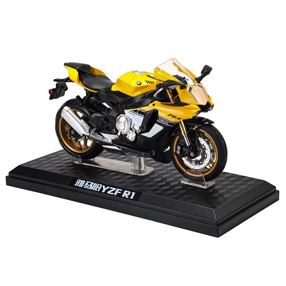 MSZ CCA 1:12 Yamaha YZF-R1 with base alloy die-cast car motorcycle model, toy gift giving, die-cast static motorcycle model