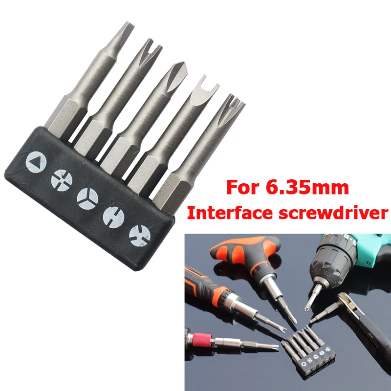 Special-shaped Screwdriver Set 50mm U-shaped Y-Type Triangle Inner Cross Three Points Screwdriver Bit Tool for 6.35mm interface