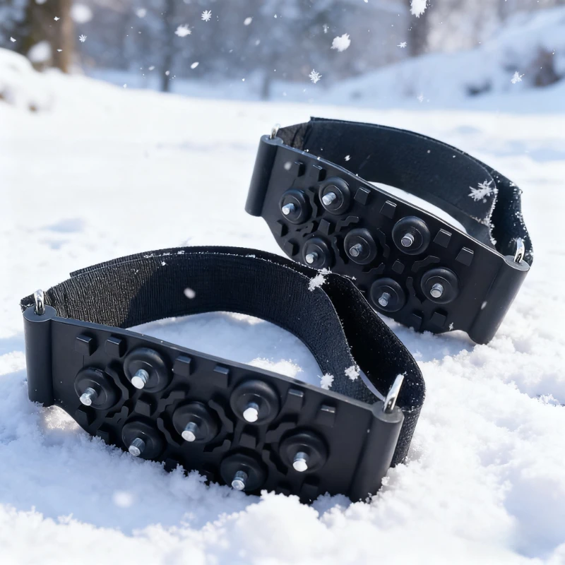 Um par de palmilhas antiderrapantes resistentes para botas e sapatos, tração antiderrapante, compatível com caminhadas, neve e atividades ao ar livre