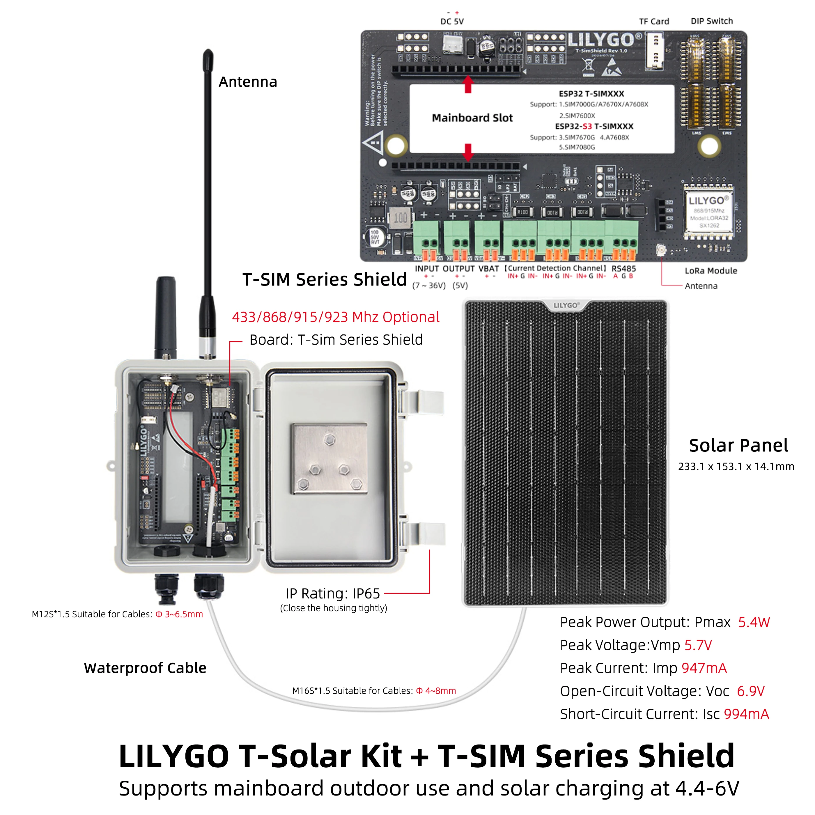 LILYGO ® T-Solar Kit Solar-Lade-Erweiterungsplatine mit wasserdichtem Gehäuse, unterstützt Mainboard, Outdoor-Einsatz, 4,4–6 V Stromversorgung – Detail 4