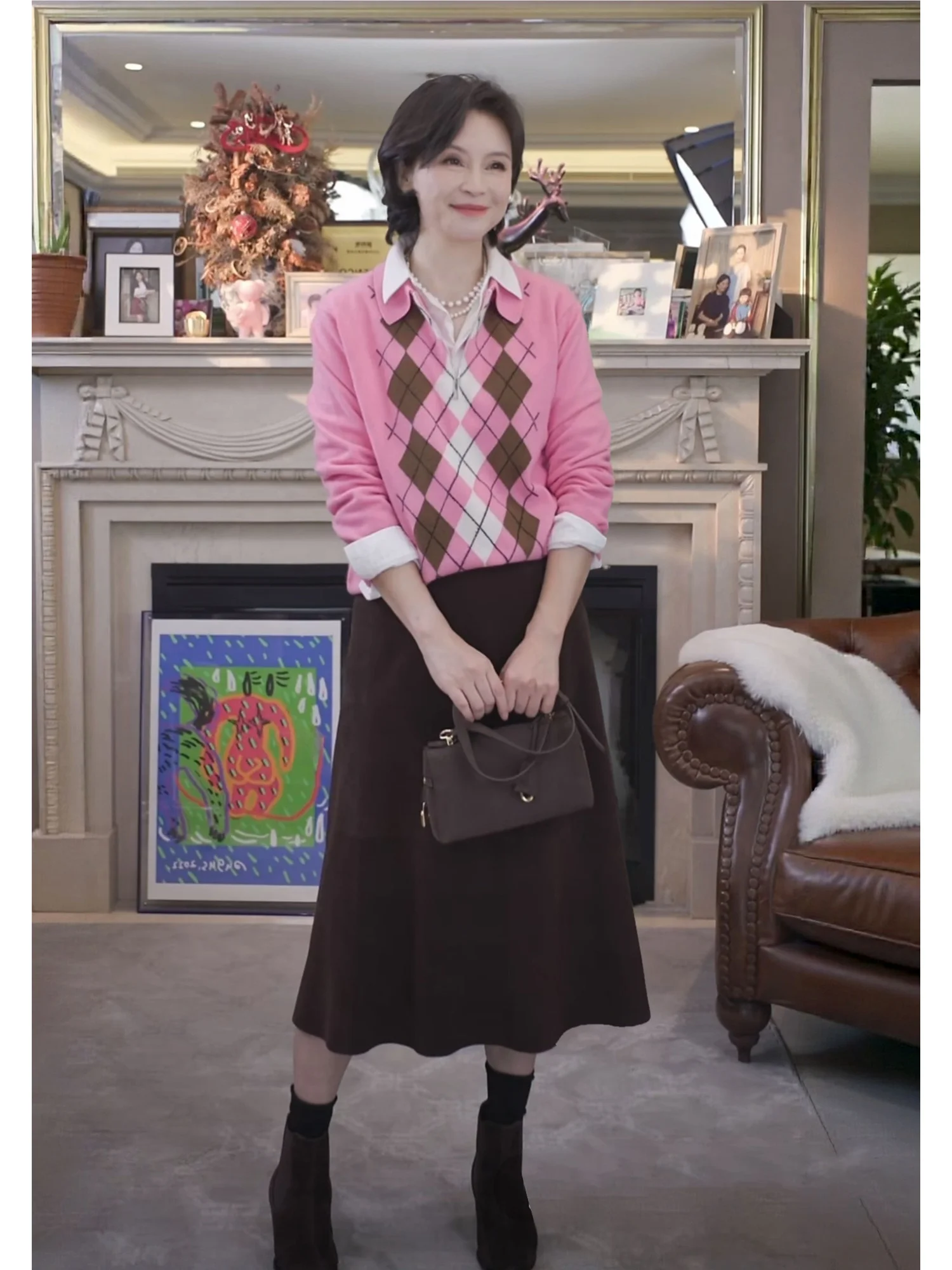 

Осенне-зимний шерстяной свитер Camere, бренд MiU, свободный крой, в стиле колор-блок, вязаный, с длинными рукавами, воротник, стандартная длина