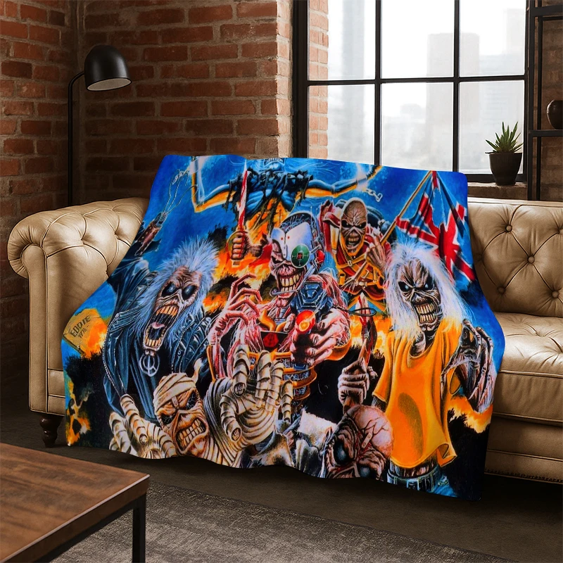3D I-Iron Maiden Metal Band Flanelldecke, weiche, warme Decke, Überwurfdecke für Schlafzimmer, Wohnzimmer, Bett, Reisen, Picknick, Geschenk für Kinder