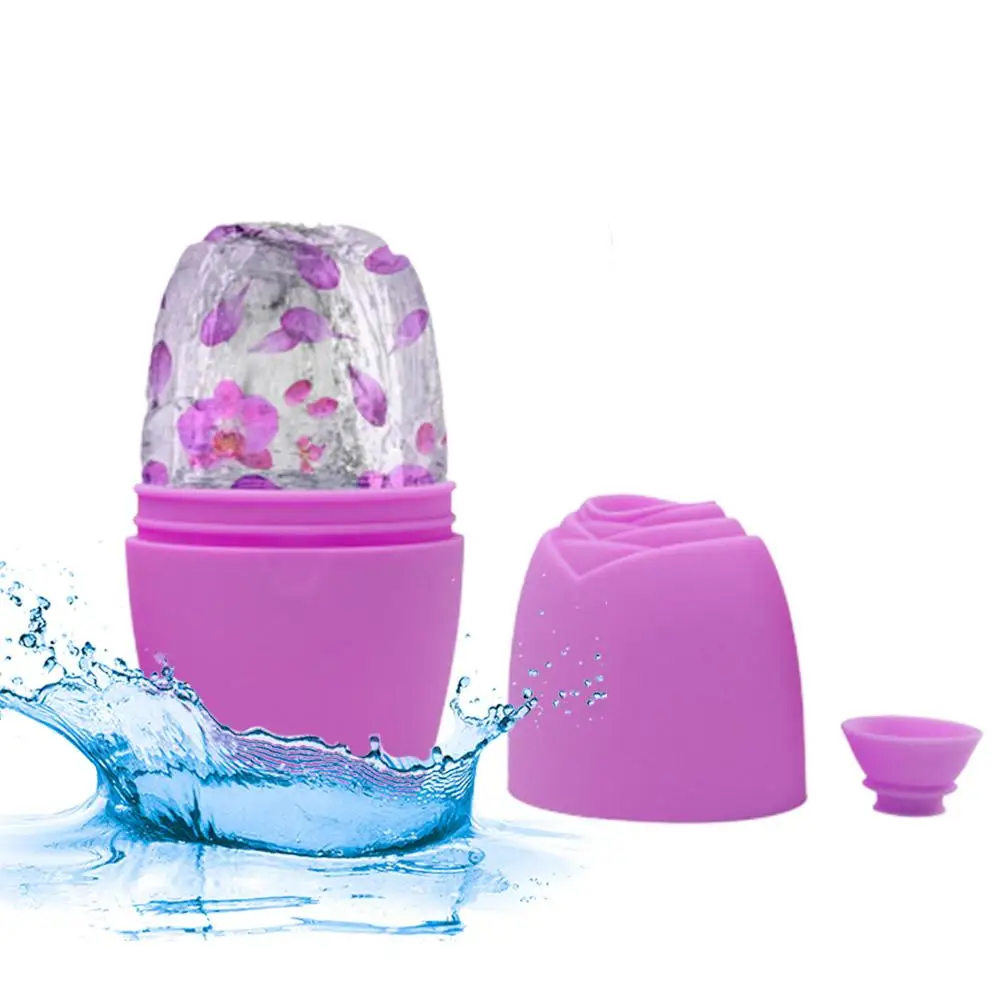 ローズアイスローラーマッサージスキンケアリフティング輪郭ツール、パフデパフシリコンキューブアイストレイボールバッグアイアイス、d4p9