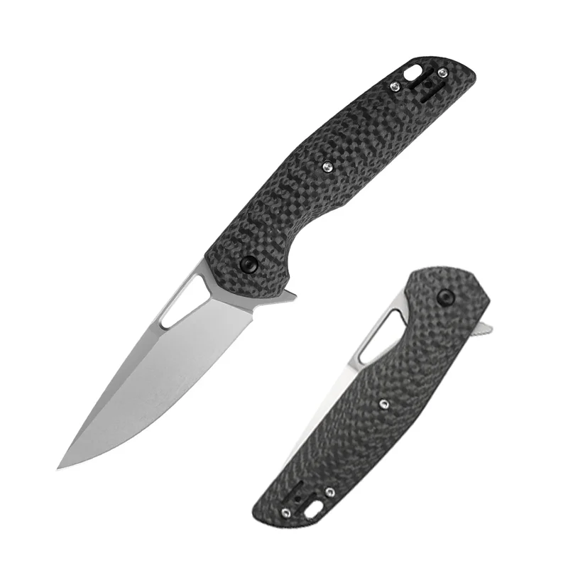 

HWZBBEN J171 Carbon Fiber Handle D2 Blade Outdoor Survival Folding Pocket Knife Portable Camping Mountaineering Trip Edc Defense