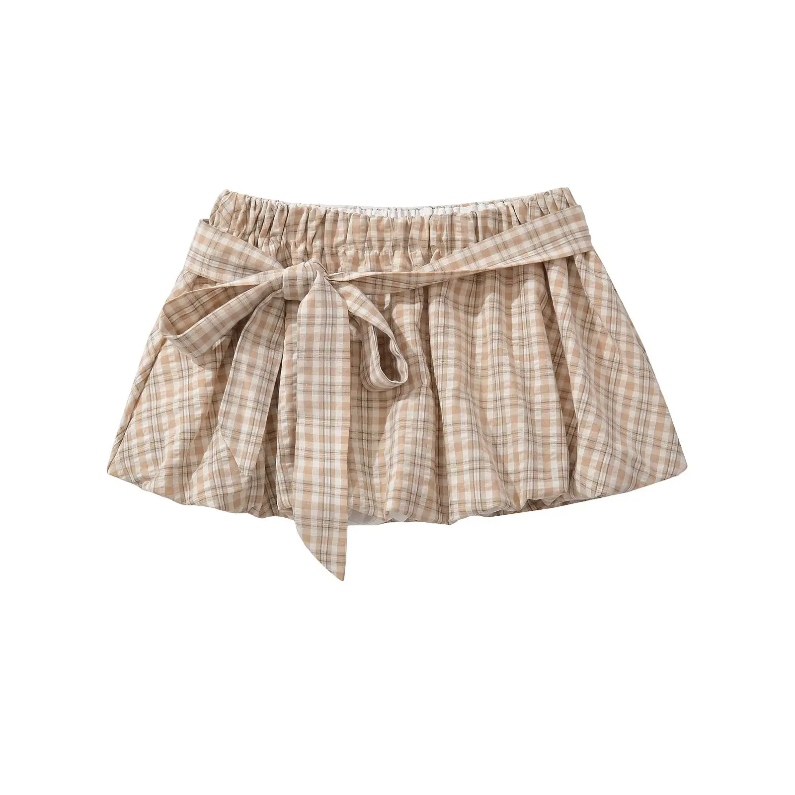 Top F de Moda Primavera Novo Design em Xadrez Amarelo com Decote Redondo Sem Mangas em Fibra de Poliéster Crimento ...