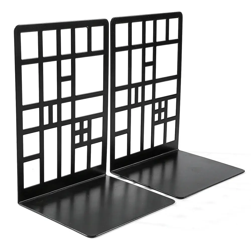 

2Pcs New Metal Bookends for Shelves Decorative Storage Book Ends Heavy Duty Bookcase Railing Office Home