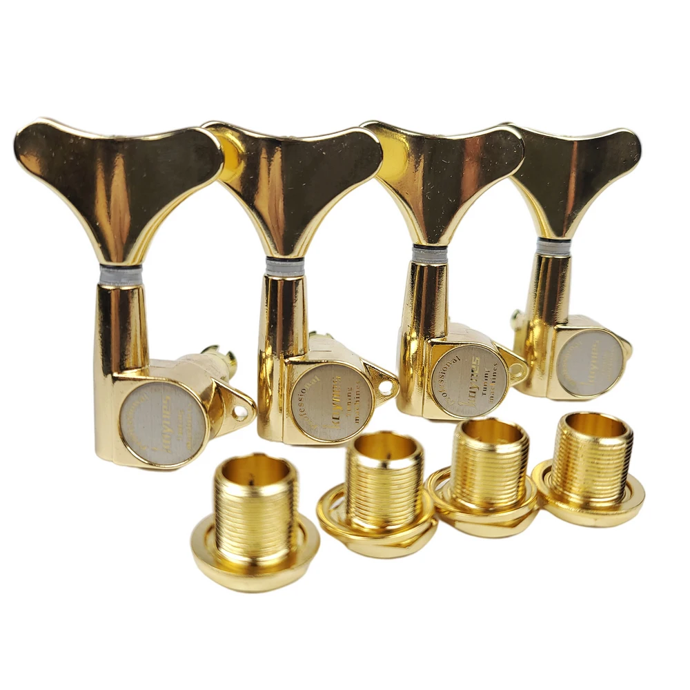 KAYNES 1:18 Ratio Gold Headstock Sealed Electric Bass Guitar Machine Heads Tuners Closed Guitar Tuning Key Pegs DJ242 Golden