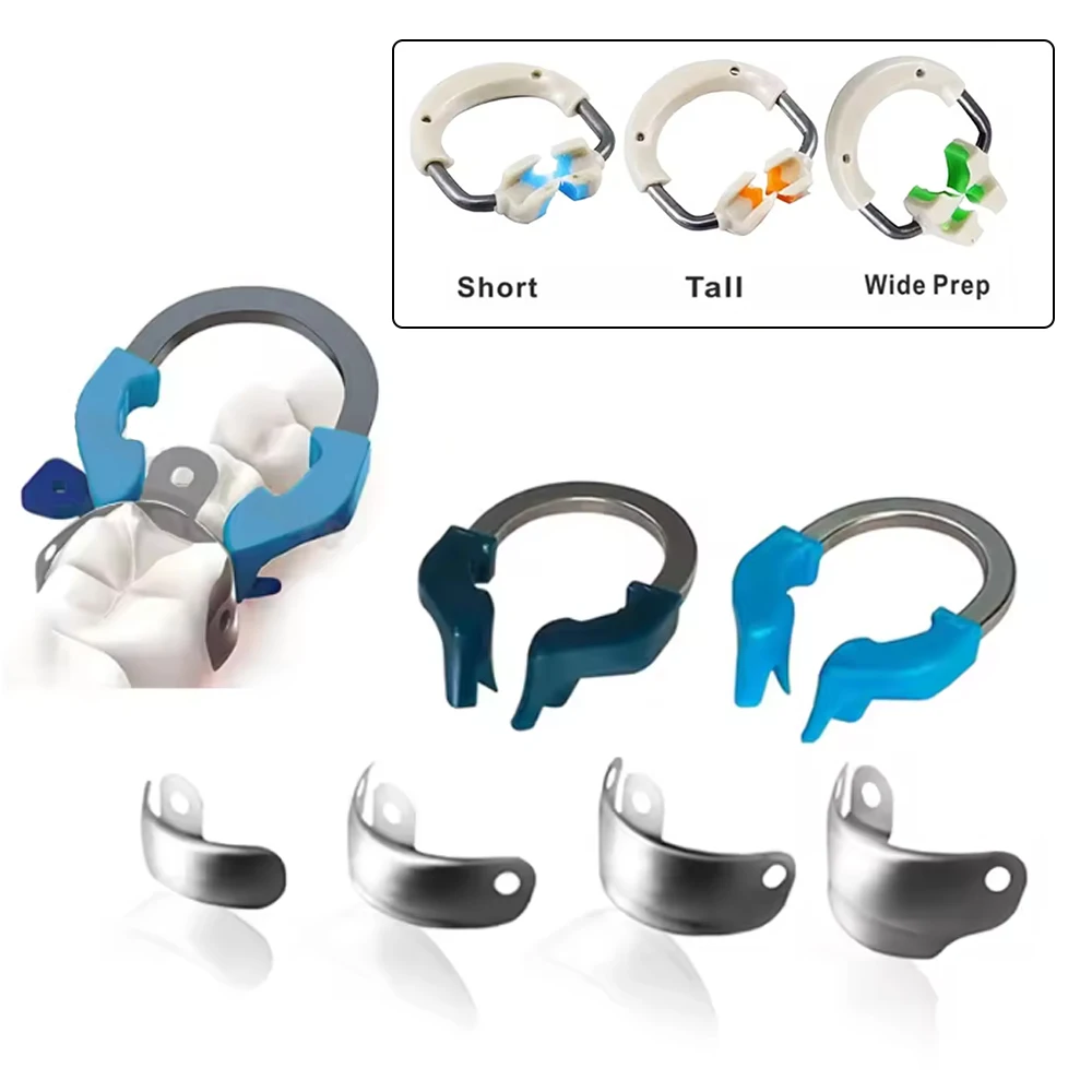 

Professional NiTi Sectional Matrix System for Dental Restorations Pre Contoured Bands with Self Tightening Clamp Ring