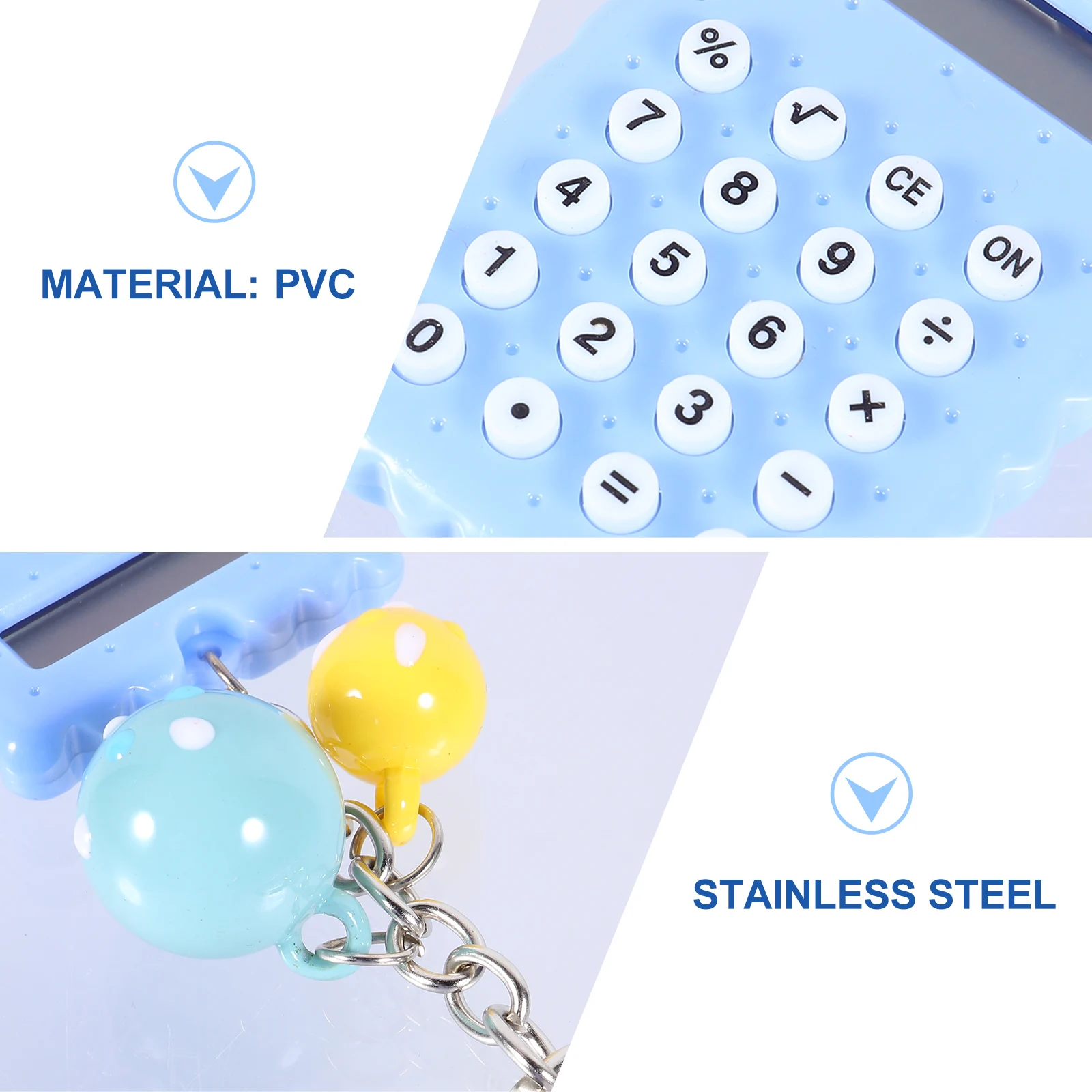 Mini calcolatrice con fibbia chiave Cancelleria per studenti Caramelle Tasca portatile in PVC Bellissimo portachiavi Design Bambino