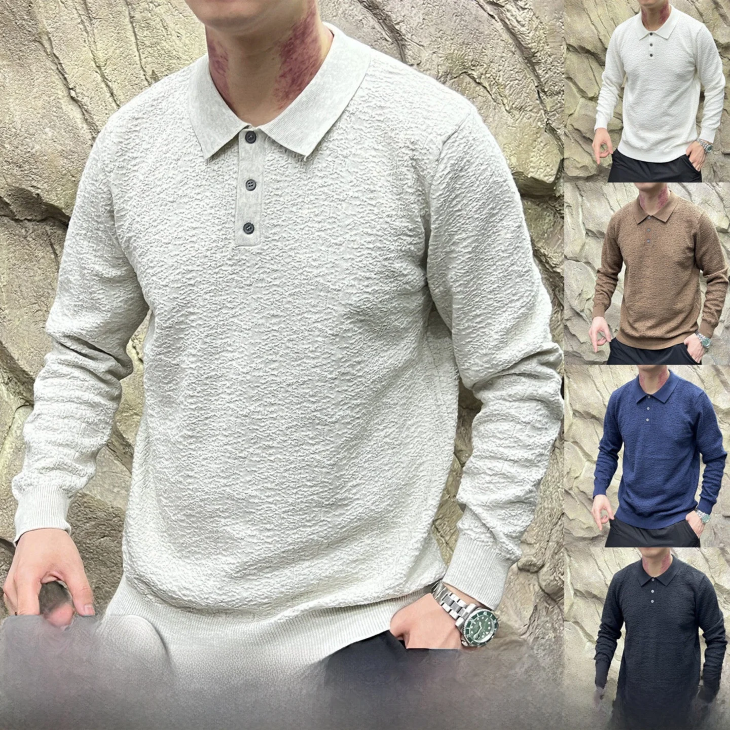 

Мягкий однотонный мужской вязаный свитер, повседневный, из смеси хлопка из полиэстера, длинный свеч, дышащий, удобный, нелоновый дизайн