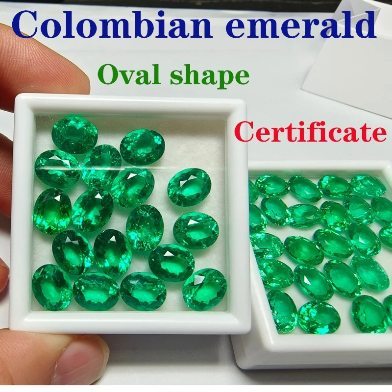 

Artificial Gemstone Columbia Emerald Oval Shape with Certificate Extremely Shiny Quality