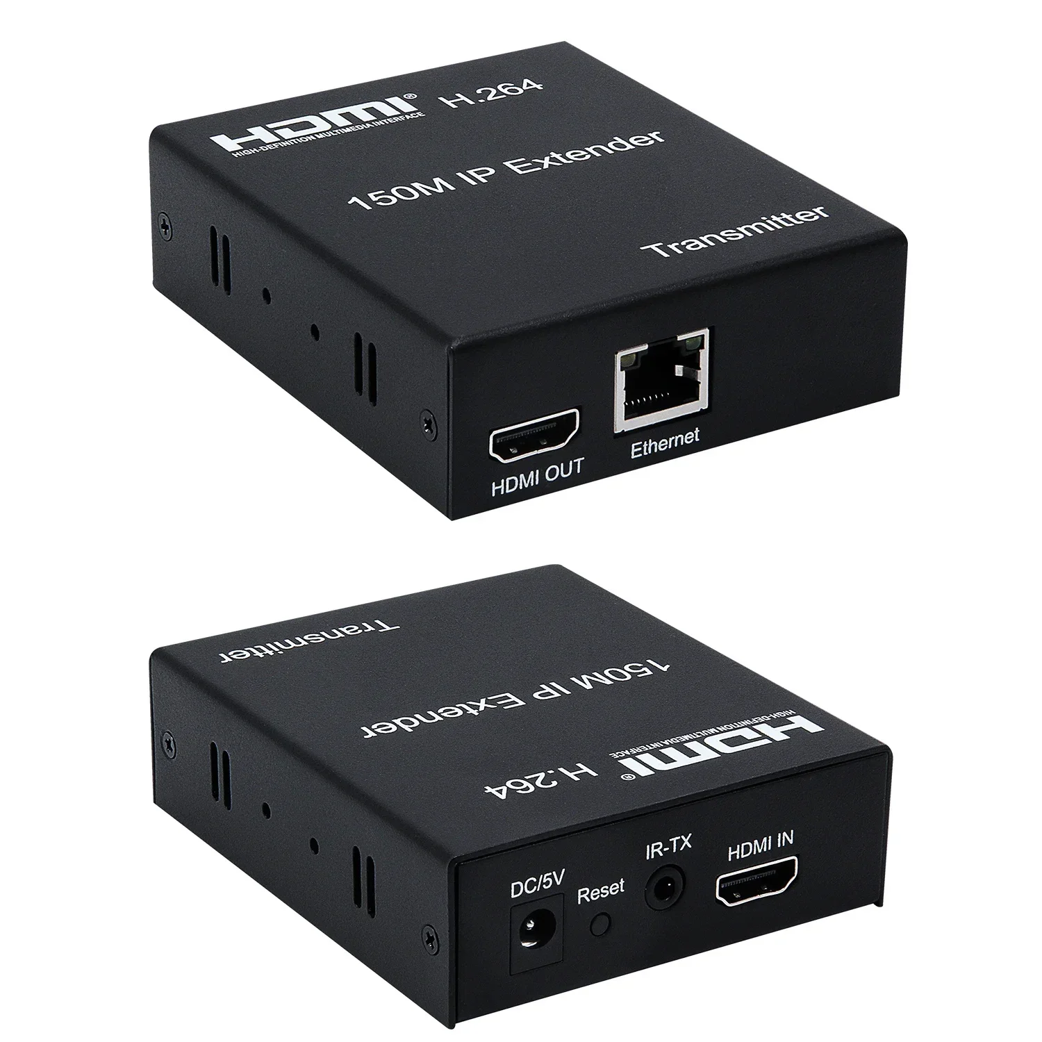 H.264 150เมตร HDMI IP Extender ผ่านทาง Cat5e RJ45 Cat6สายอีเธอร์เน็ตวิดีโอรับส่งสัญญาณสำหรับ PS4กล้อง PC ไปยังหน้าจอทีวี1080P