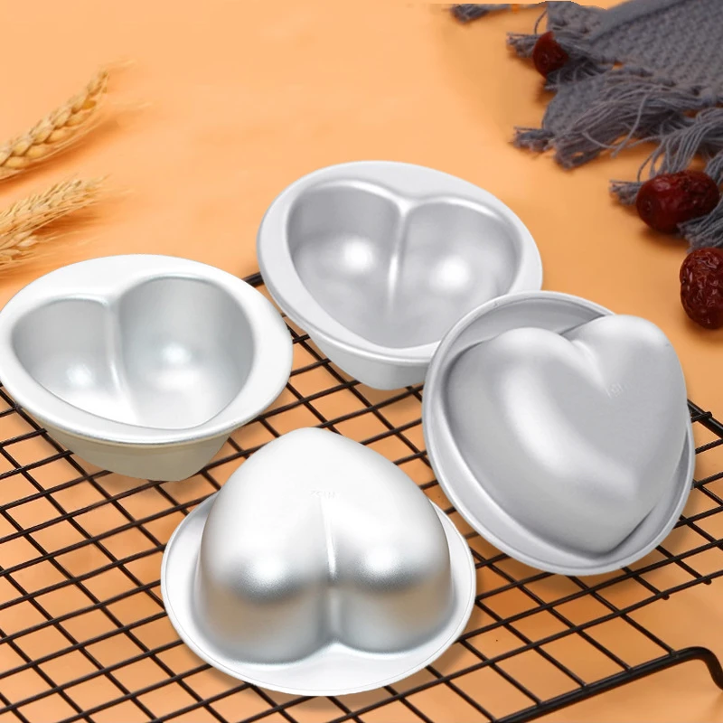 Heart Shape Aluminium Alloy Tart Mold Jelly Pudding Molding Gelatin Mould Small Cake Molds DIY Baking Accessories