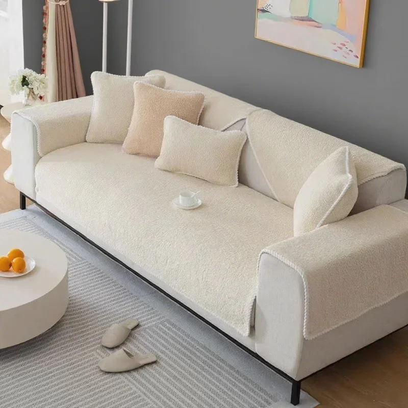 

Winter Warm Velvet Sofa Towel Soft Plush Sofa Cover for Living Room Sectional L-shape Non-slip Couch Cover
