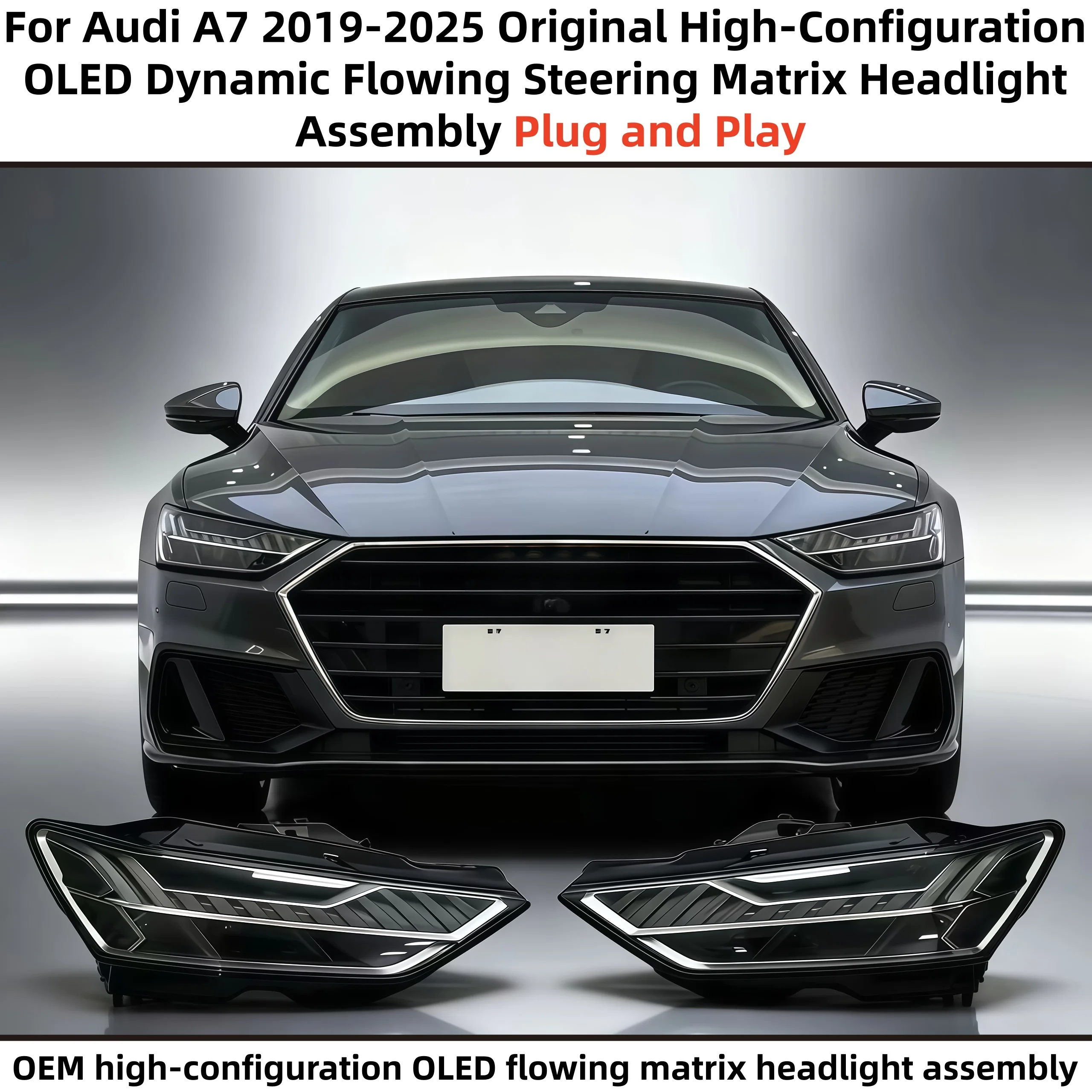 

For Audi A7 2019-2025models original high-configuration OLED dynamic water flow daytime running lights matrix headlight assembly
