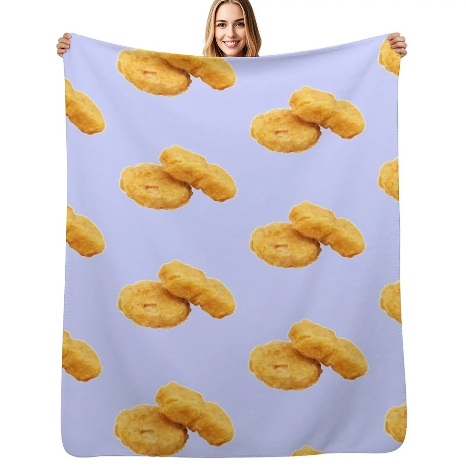 Manta con estampado de Nuggets de pollo fritos crujientes, regalo para amantes de los Nuggets, manta duradera resistente a la decoloración