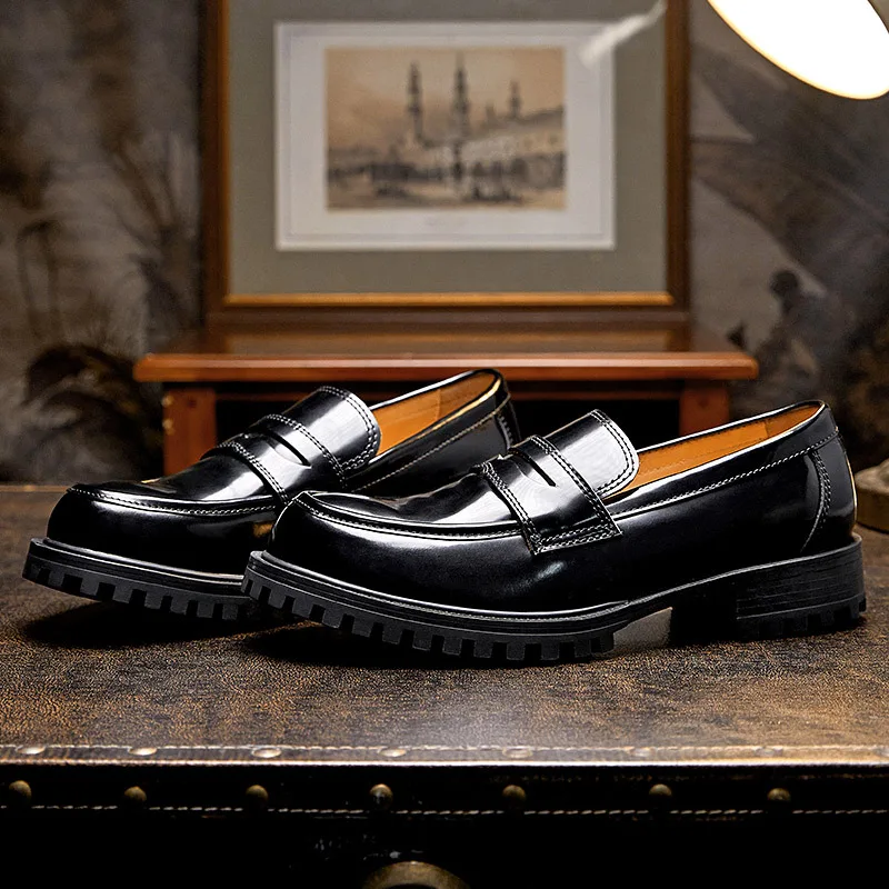 2023 Spring Autumn Genuine Leather  Dress Shoes Men Casual Loafers Men Luxury Slip-On High Quality  British Retro Men Shoes